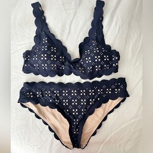 JCrew Scalloped Navy Bikini Set